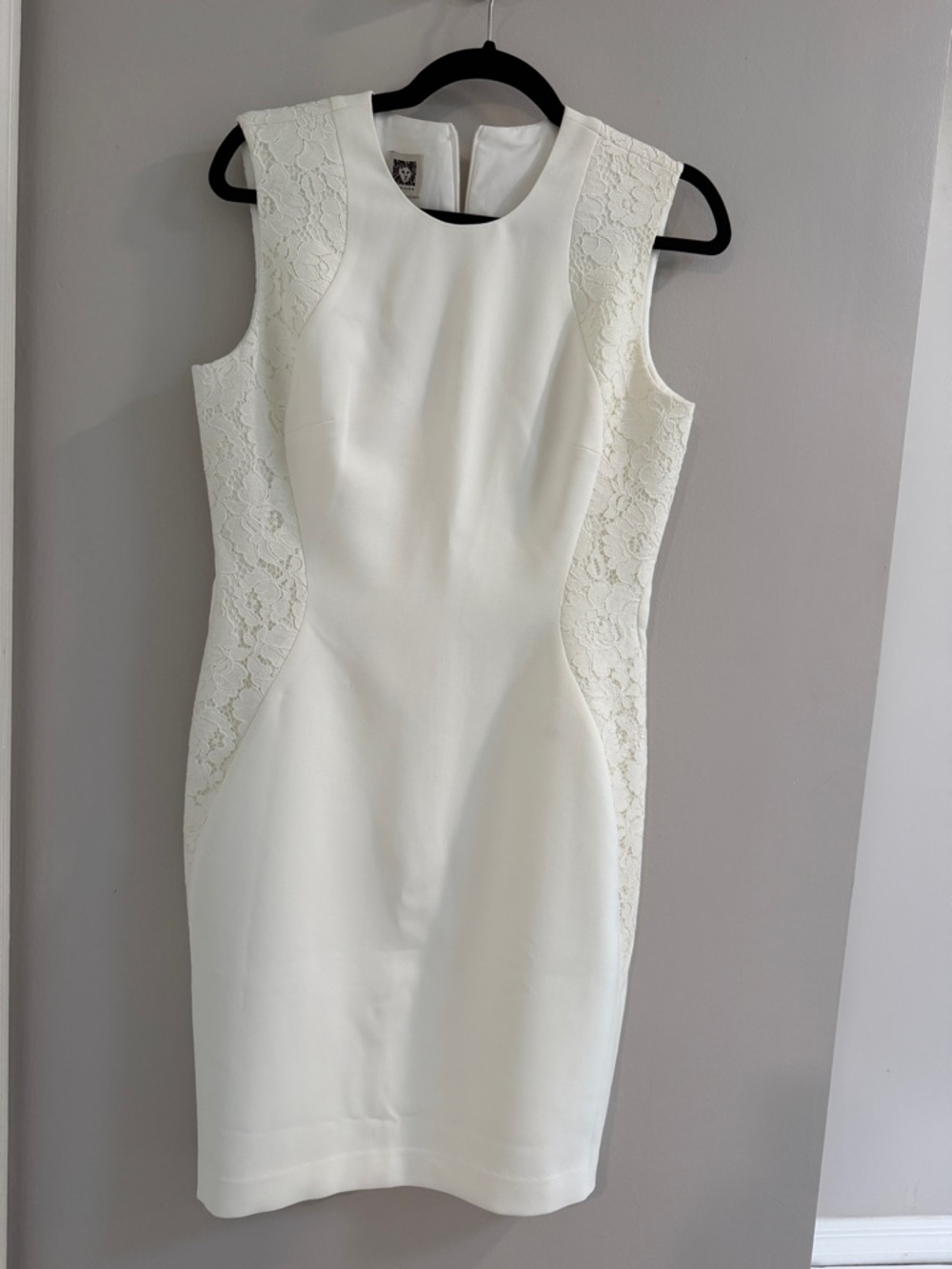 Anne Klein Ivory Lace Panel Sheath Dress Size 6 Elegant Career Wedding Guest